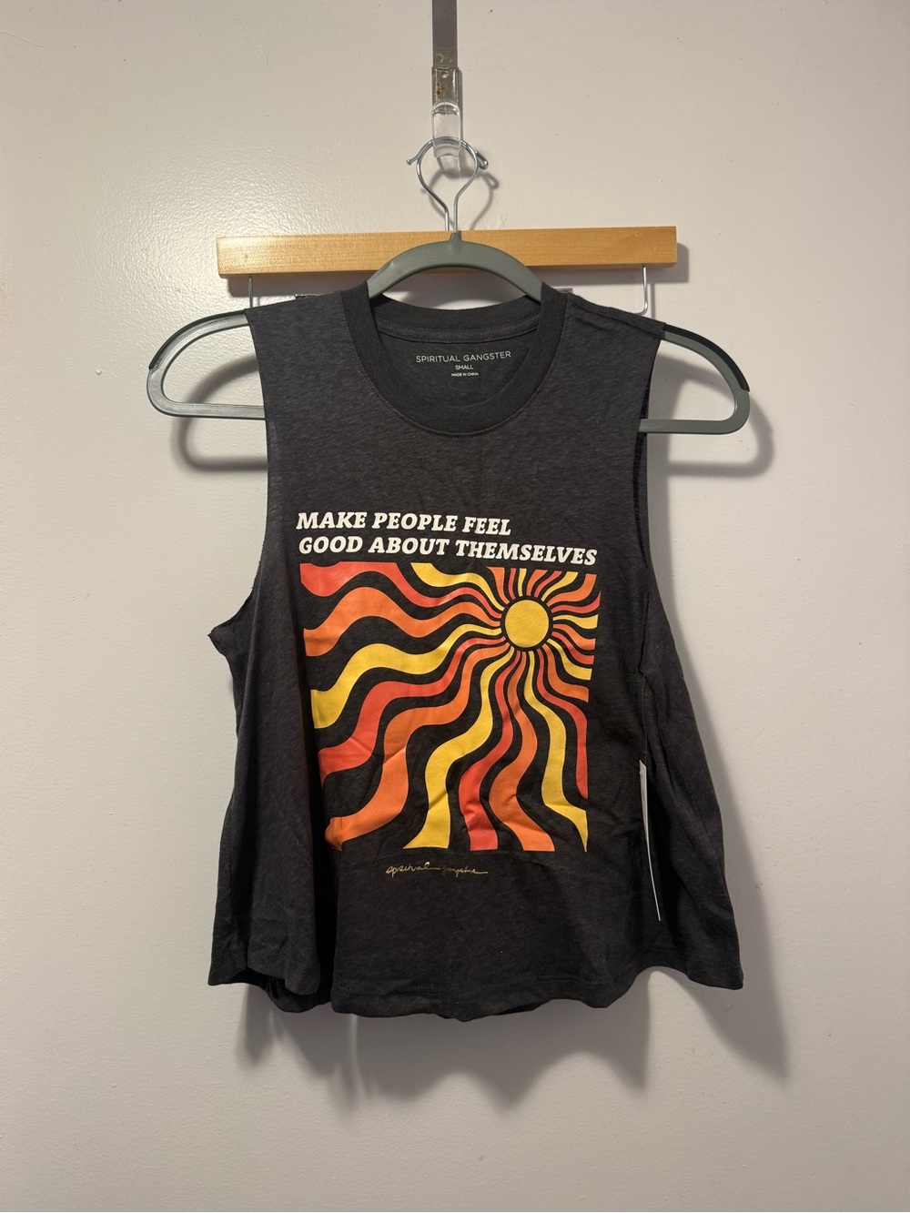 Spiritual Gangster Black Graphic crop top - Make People Feel Good